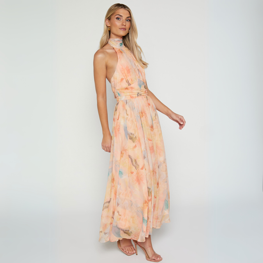 Ava | Elegante Maxi Jurk met Aquarelprint