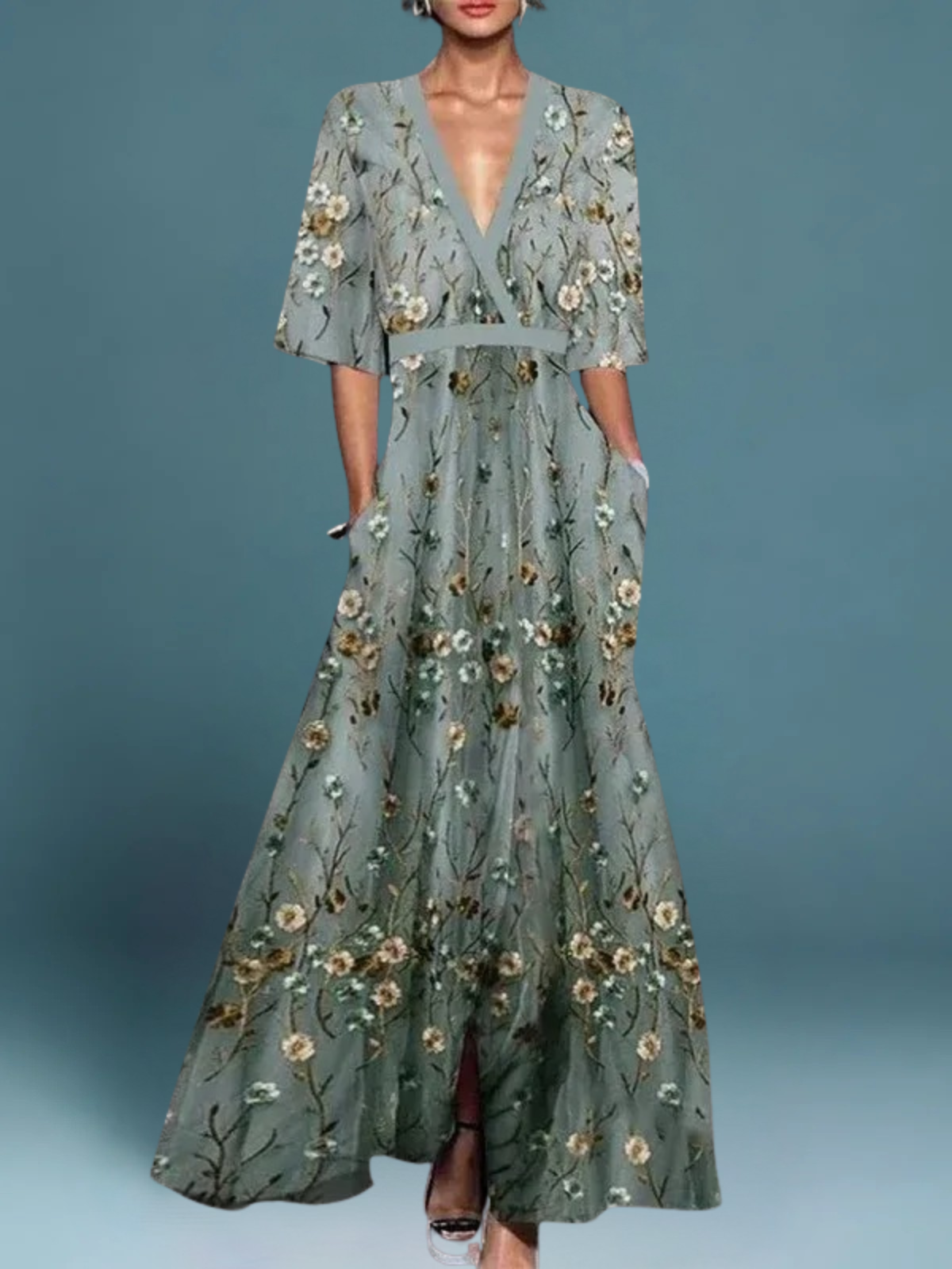 Elvira - Elegante Lange Bloemenjurk