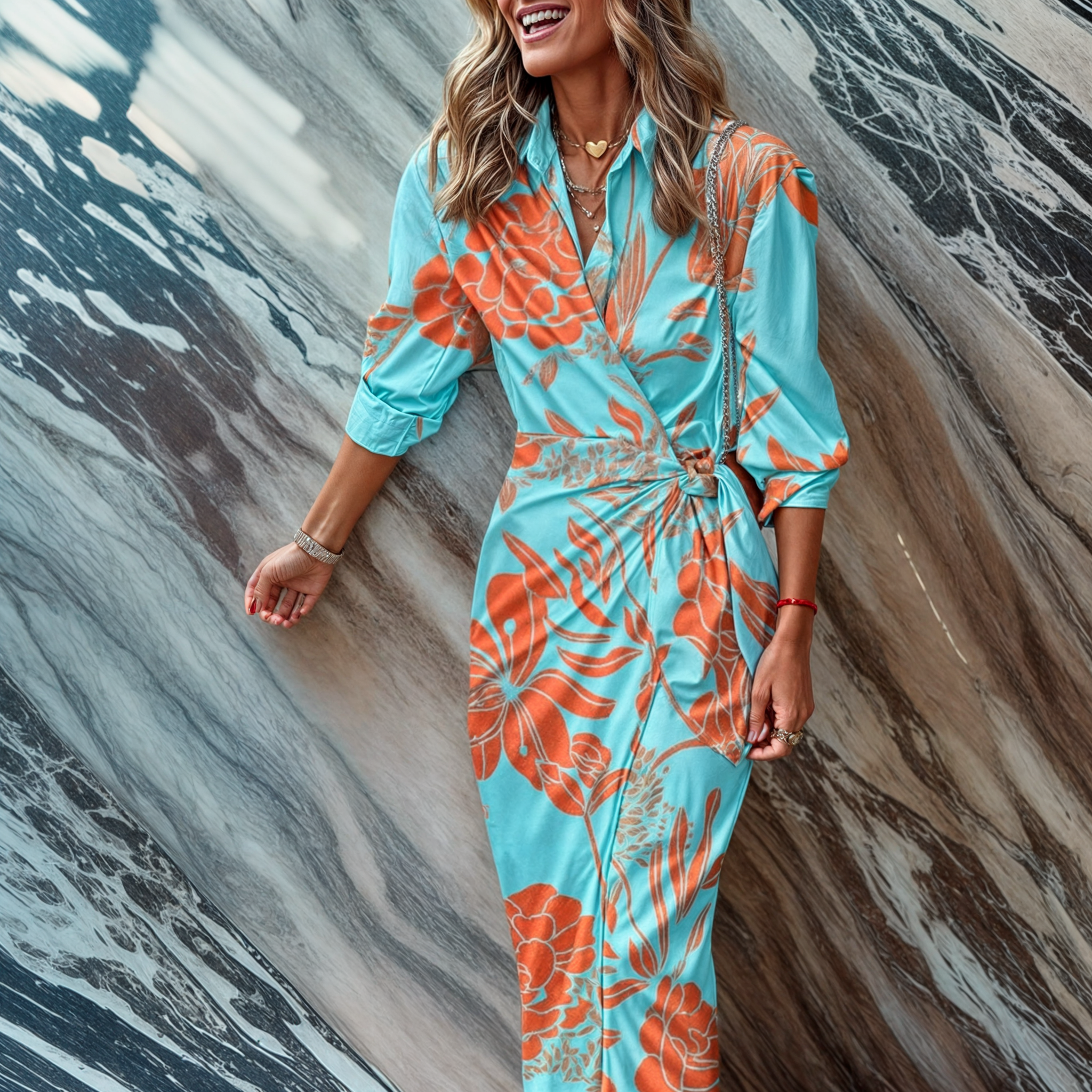 Sanne | Luxe Wikkeljurk met Print